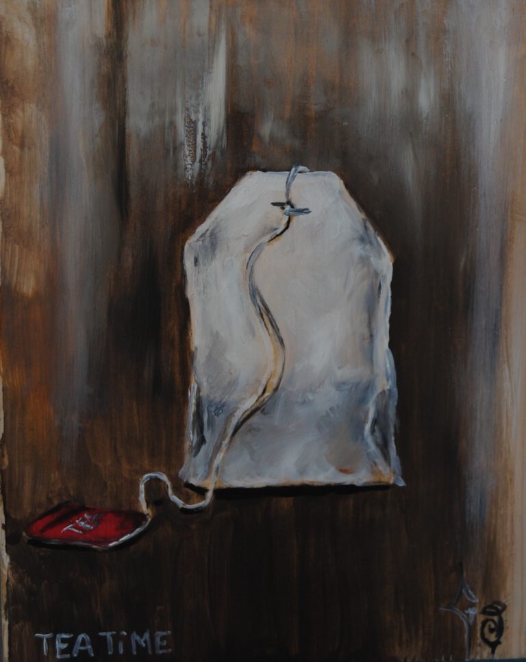 Tea TIme Öl auf Holz 18x14,5cm